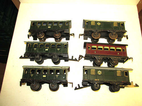 Konvolut 6 alte KARL BUB Spur 0 Blech Personenwagen 2041 Postwagen 50121