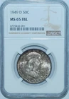 1949 D NGC MS65FBL Full Bell Lines Franklin Half Dollar Original Mint Set Tone