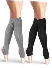 2 Pairs Stirrup Leg Warmers Straight over the Knee Socks 21.65 Black, Gray