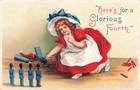 Clapsaddle Patriotic Postcard July 4th Girl with Soldiers Signed  c 1910   Y11 — photo 1