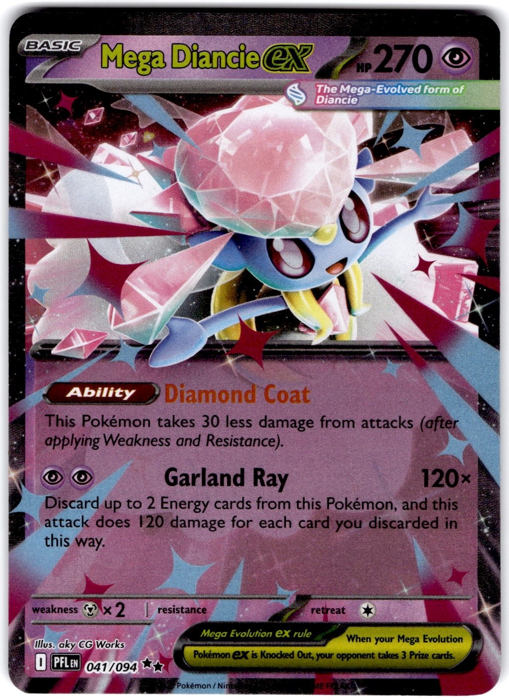 Pokemon Mega Diancie ex Phantasmal Flames 41/94 Holofoil Near Mint English