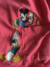 Vtg Genus Disney Mickey Mouse & Co Red T Shirt Size M Embroidered USA