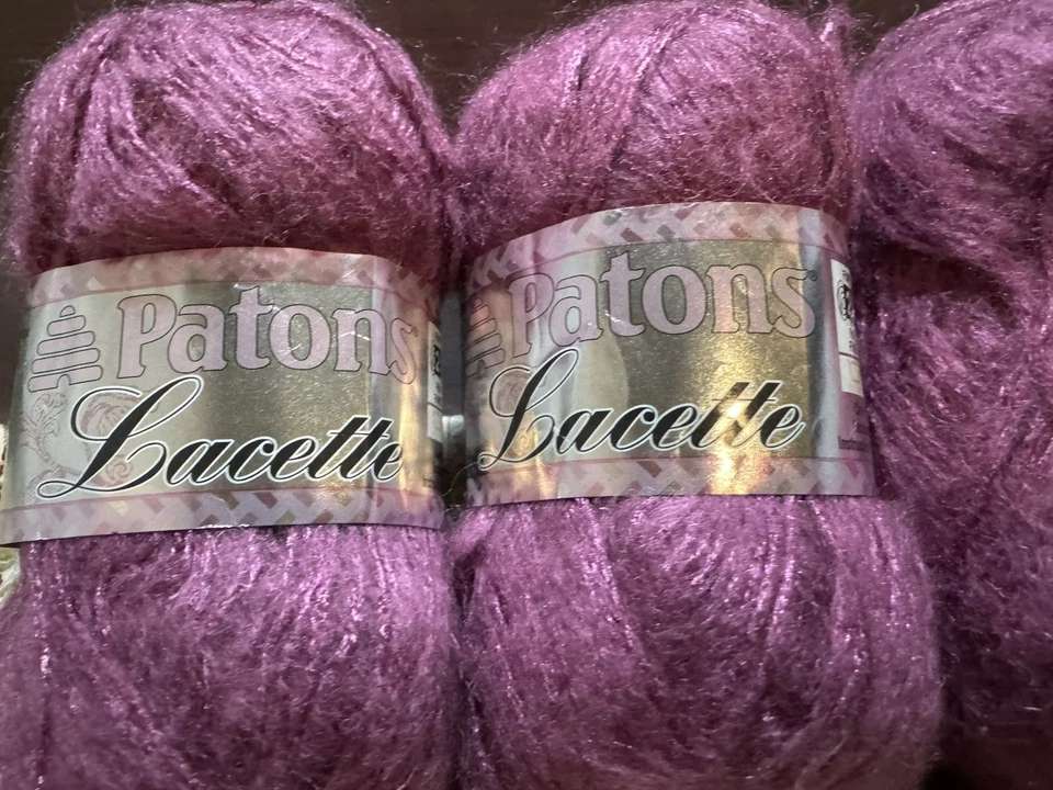 LOTE de 3 Patons Lacette Hilado Granate Niebla Nylon Acrílico Mohair 235 YD 1,75 OZ Foto 3 de 4