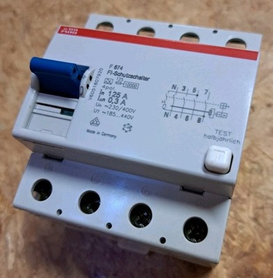 ABB F674 125A 0,3A FI-Schutzschalter Typ-A 125A 300mA Fehlerstromschutzschalter
