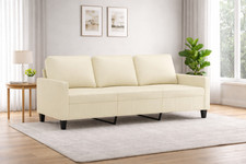 3 Sitzer Sofa Kunstleder Creme Couch Polstersofa modern Wohnzimmer