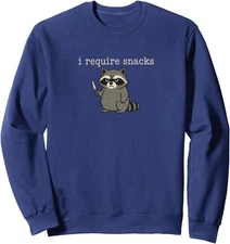 Funny Mad Raccoon, I Require Snacks Cute Meme  Unisex Crewneck Sweatshirt