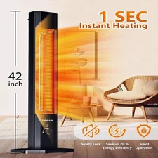 1500W 42in Large Electric Patio Heater Vertical Infrared Heater w/Remote Control