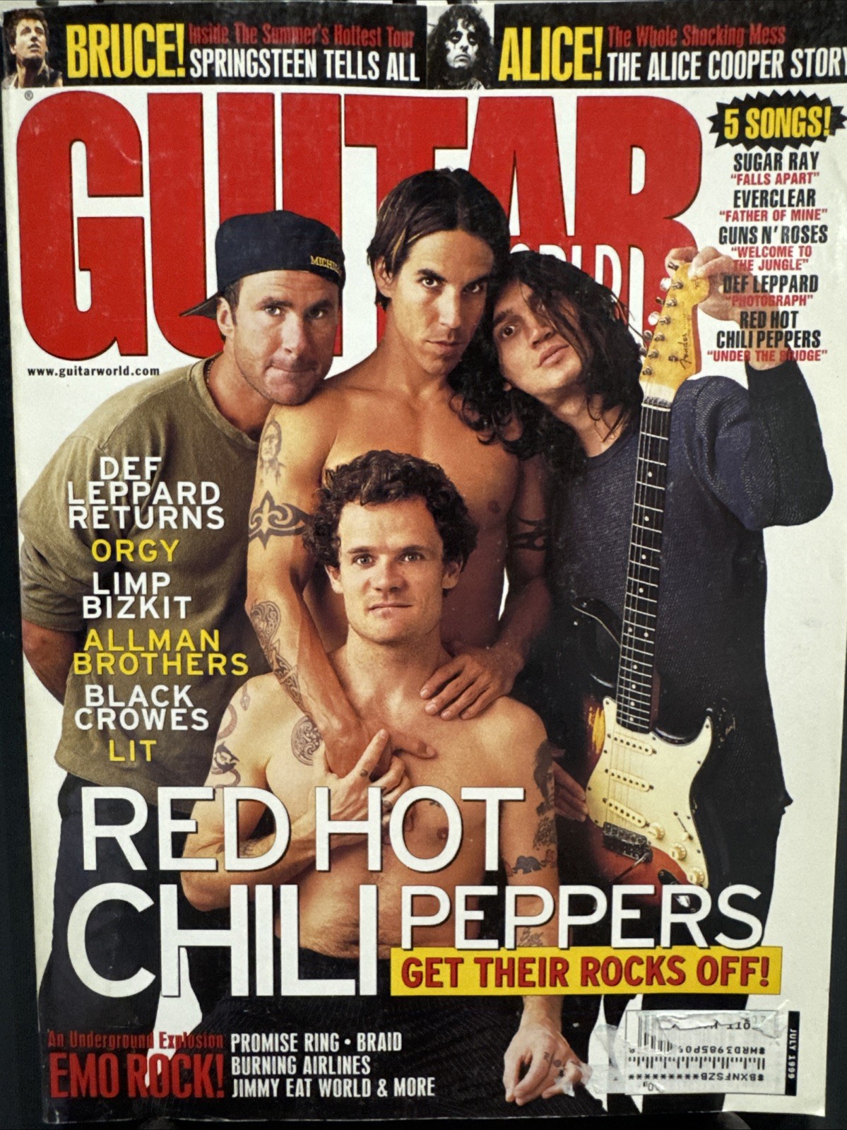 GUITAR WORLD Magazine July 99 RED HOT CHILI PEPPERS DEF LEPPARD EMO ROCK GNR