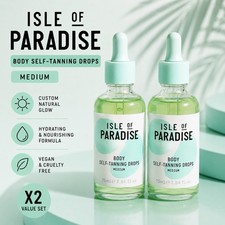 Isle of Paradise Body Self-Tanning Drops Medium 75ml 2.54oz X2