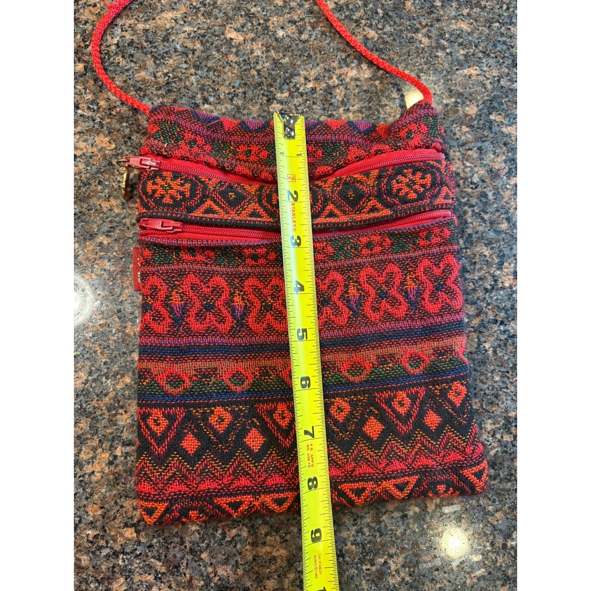 Anter Small Red and Black Crossbody Bag 9"x7" View 6