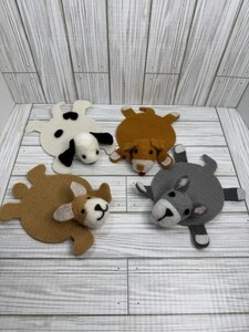 Handmade Felt Dog Puppy Coasters Trivets Set of 4 Corgi Scottie Dalmatian