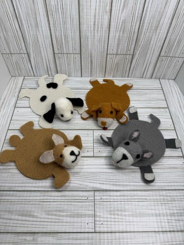 Handmade Felt Dog Puppy Coasters Trivets Set of 4 Corgi Scottie Dalmatian