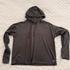 Reebok Gray Logo Pullover Hoodie Sweatshirt Long Sleeve Women s Regular L