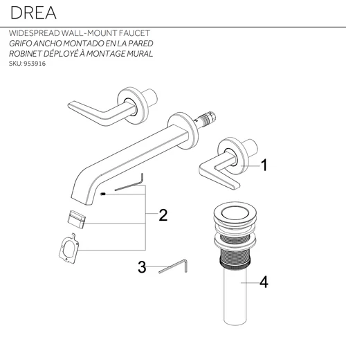 Signature Hardware SHWSCDR207ZBN Drea 1.2 GPM Wall Mounted Bathroom Faucet BN - Picture 4 of 11