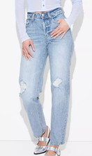 NEW Wild Fable Women's High Rise Straight Distressed Jeans Size 4 32" Inseam