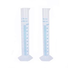 2pcs 100ml Plastic Graduated Cylinder Transparent Measuring Cylinder Set Meas...