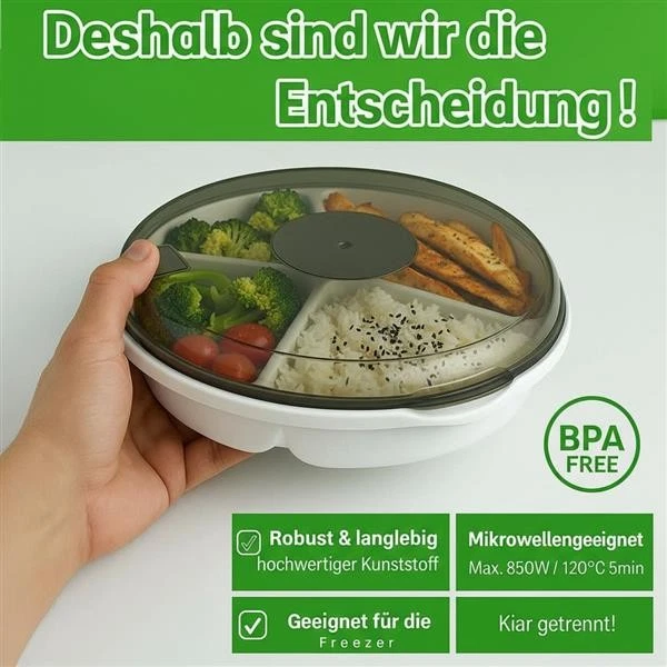 Menüteller mit Deckel Set Mikrowellengeschirr Portionsteller Seniorenteller - Bild 2 von 4