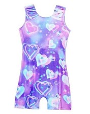 Gymnastics Leotards for Girls Sparkly One Piece Biketard Size 4-5T Purple Blue