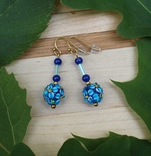 Lampwork Glass Bead Earrings with Gold PVD Stainless Steel Hooks