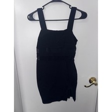 Fashion Nova Womens Black Mesh Panel Bodycon Mini Dress Size M Sleeveless Tank