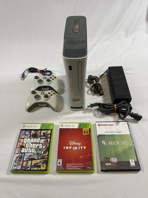 Xbox 360 White Fat Console W/20gb HDD, OEM Cord, 2 Controllers & 3