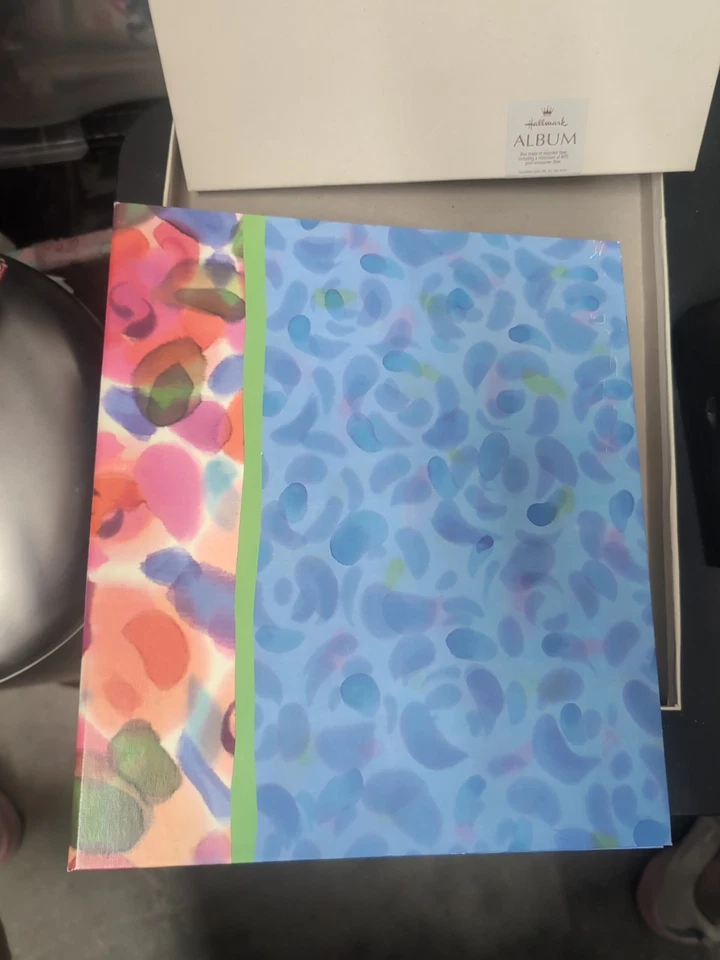 Álbum de fotos vintage sello seda floral PHA 617-6 azul verde rojo rosa con caja Foto 2 de 4