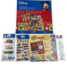 Lot of Disney Themed Scrapbook 8x8  12 x12 Papers Kit And Dimensional Stickers