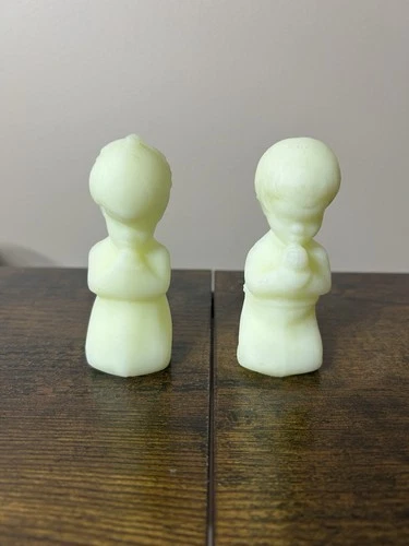 Vintage Fenton Praying Girl & Boy Figurines Glowing