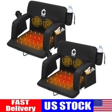 2 Pack Heated Massage Stadium Seats for Bleachers w/Back Support Wide Cushion