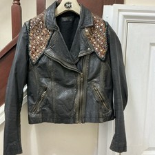 Label Lab Embellished Leather Jacket Size 14