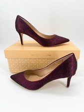 Jewel Badgley Mischka Tyanna Crystal Pointed Toe Stiletto Pumps Bordeaux 6.5 NEW