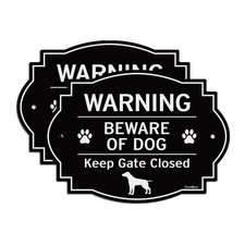 Keep Gate Closed Sign, Funny Dog Warning, Fade Resistant, 2 Pack, Black