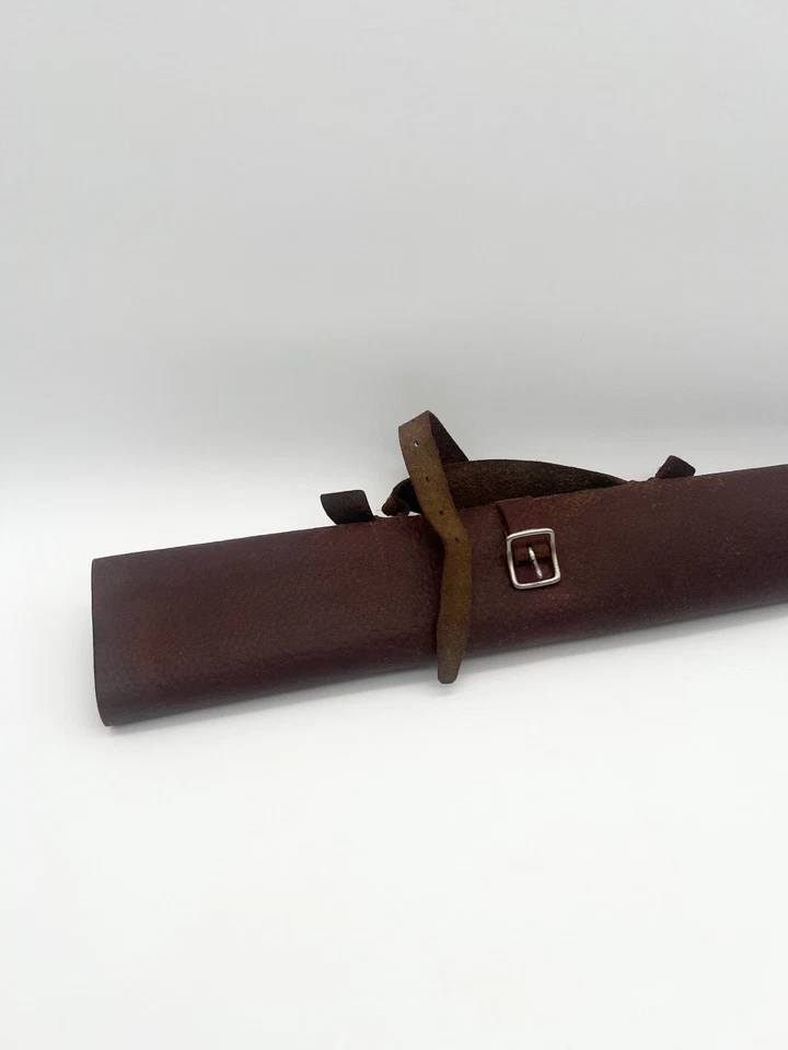 Antique 1890s Leather Document Holder Map Case Buckle Strap Ox Blood Red USA - Image 3 of 4