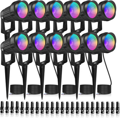 7W LED Landscape Lights Low Voltage, RGBW Color Changing 12V AC/DC Waterproof Ou