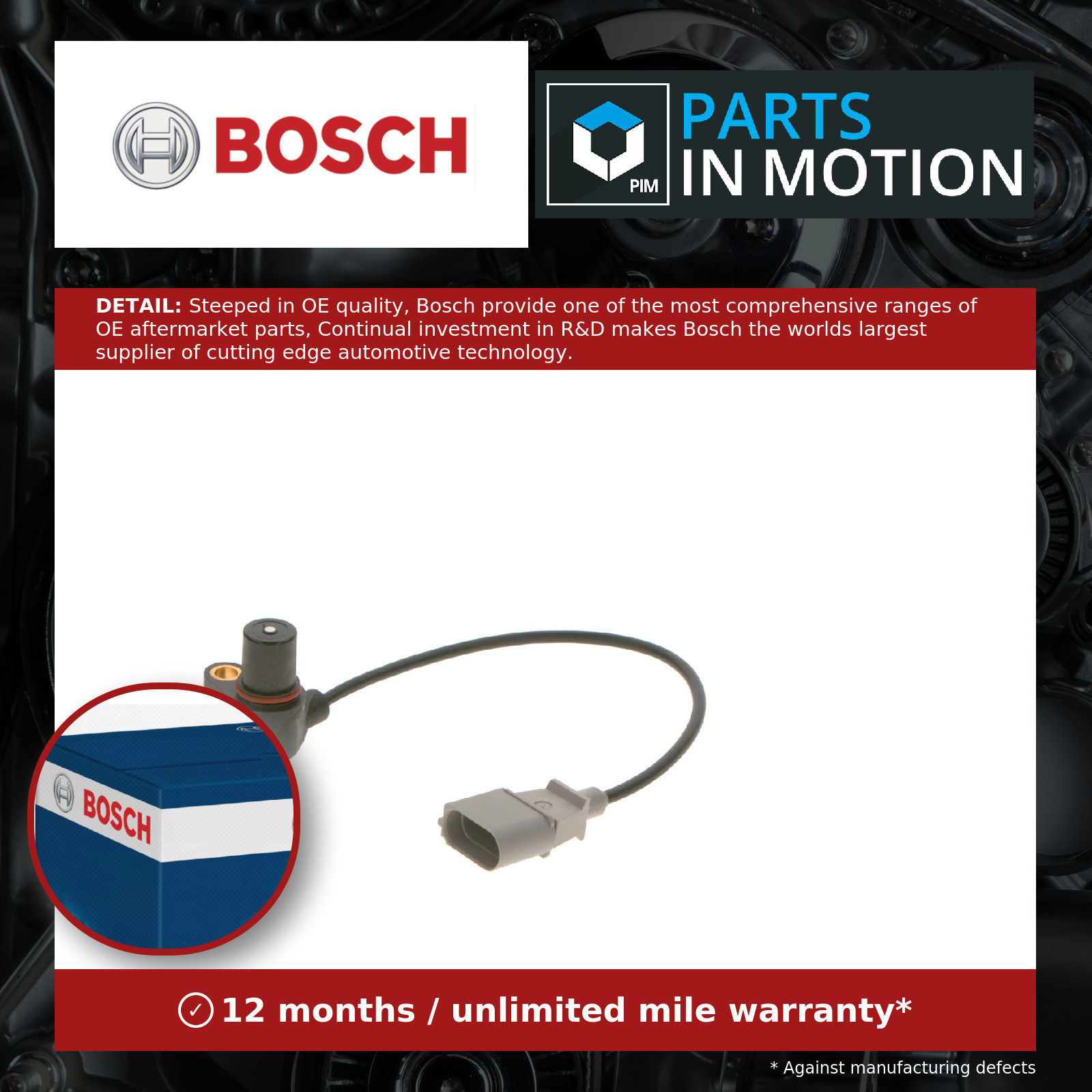 RPM / Crankshaft Sensor 0261210145 Bosch 022957147 06A906433E YM2112A545AA DG6K