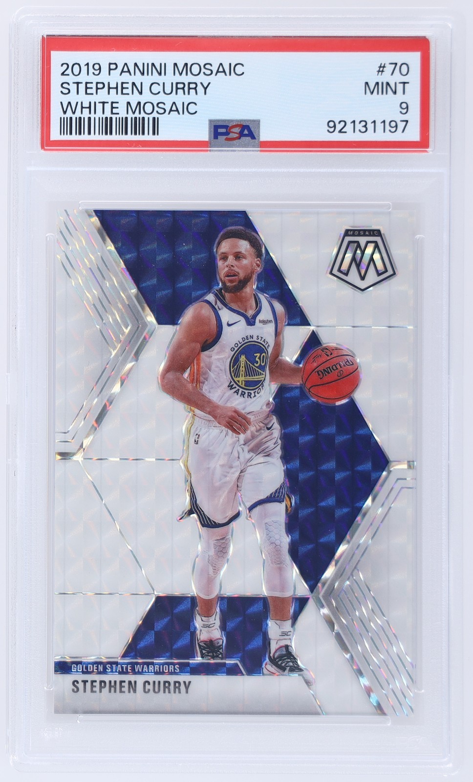 2019 Panini Mosaic Stephen Curry #70 PSA 9 White Mosaic 22/25 Basketball Mint