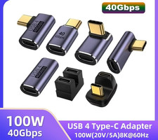 USB4.0 40Gbps OTG Type C 90 Degree Adapter 100W 5A USB C to Type C Fast Charging
