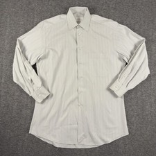 Ermenegildo Zegna Dress Shirt Mens 16 White Stripe Long Sleeve Made In Spain
