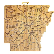 Totally Bamboo Arkansas State Map Cutting Board Charcuterie Board Wall Art 12x13