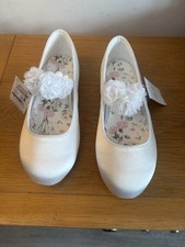 Next White Satin Flat Bridesmaid Wedding Formal Shoes Size 3 G EU 36