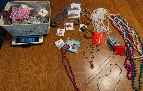 3+ Pounds Huge Lot Costume Jewelry Vintage Current Red Hat Craft And Wearable