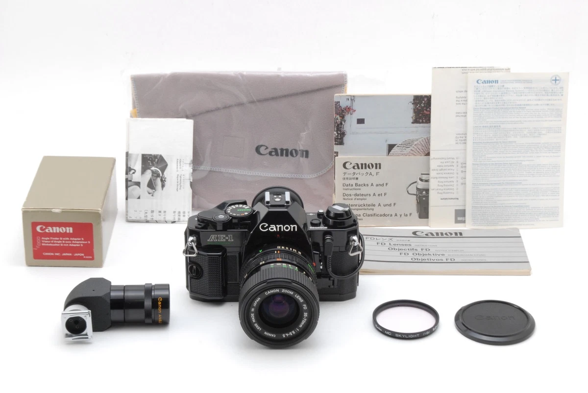 [COMO NUEVO] Canon AE-1 Programa AE-1P Cuerpo Negro + 35-70 mm + Buscador de ángulos B de JAPÓN