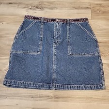 VTG Tommy Hilfiger Denim Mini Skirt Spell Out Women's 16 Y2K