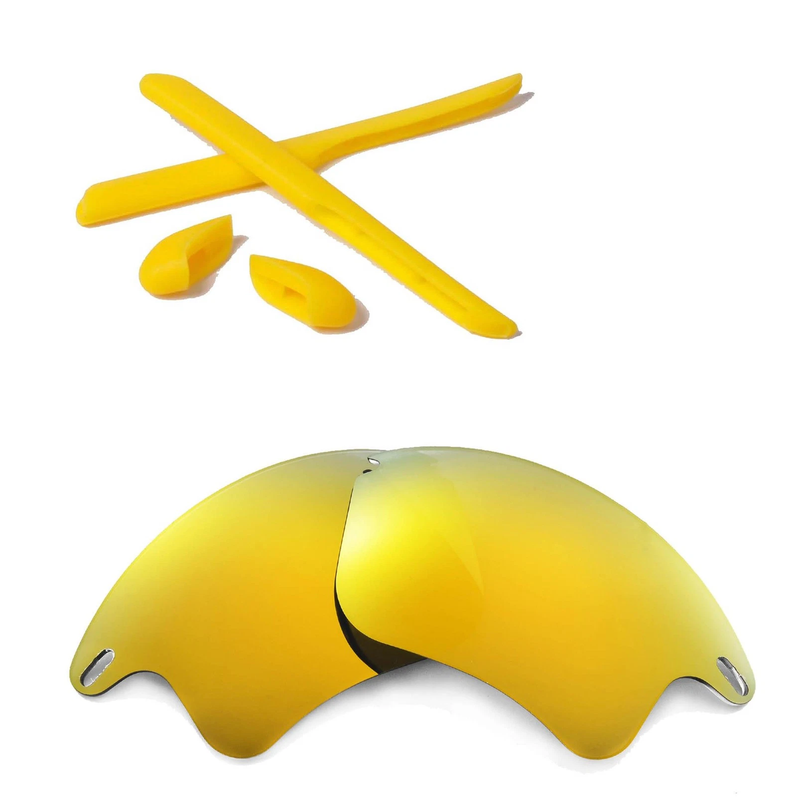 Walleva 24K Gold Polarized Lenses + Yellow Rubber Kit For Oakley Fast Jacke XL