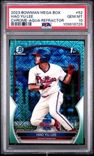 PSA 10 2023 Bowman Mega Box Chrome #52 Hao Yu Lee Chrome-Aqua Refractor #/225