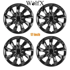 17 Inch Hubcaps Wheel Rim Cover Fit R17 Tire Snap On Installation BLACK Set Of 4