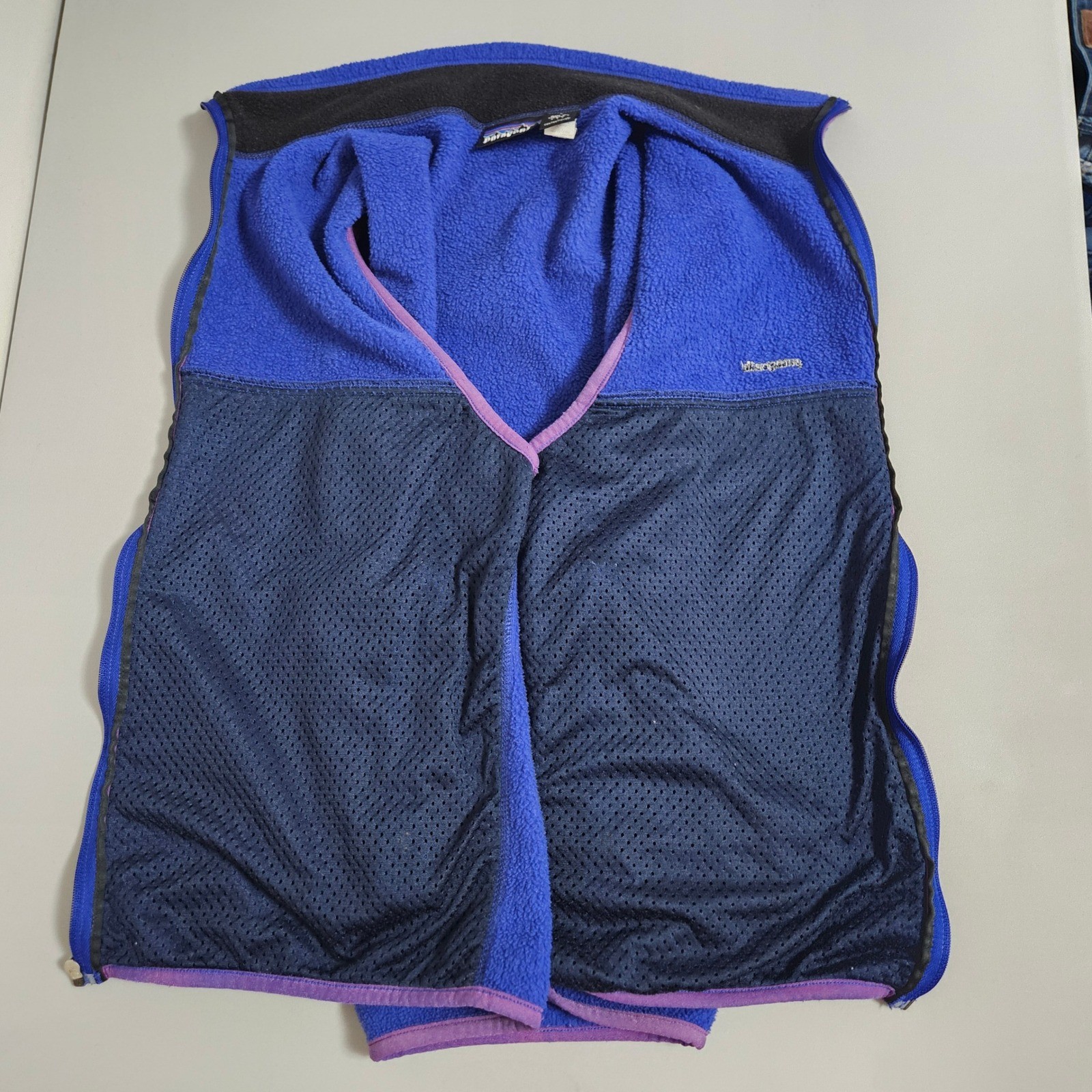 VTG Patagonia Blue Fleece Vest Purple Trim USA Made Outdoor Gorpcore Unisex L thumbnail 3