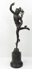 Antique Victorian Hermes Mercury Caduceus BRONZE Statue Medicine Greek Roman God