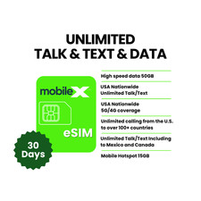USA Prepaid eSIM 30 days   Unlimited Talk Text Data  Verizon Network