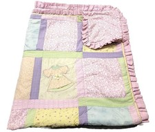OshKosh Patch Work Baby Comforter Quilt Pastel Dresses Floral 44x36 Pink